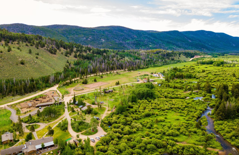 Aerial view of Rawah Guest Ranch.