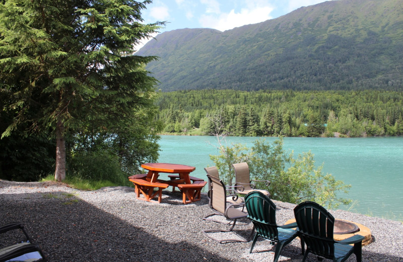 House patio at Kenai River Drifter's Lodge.