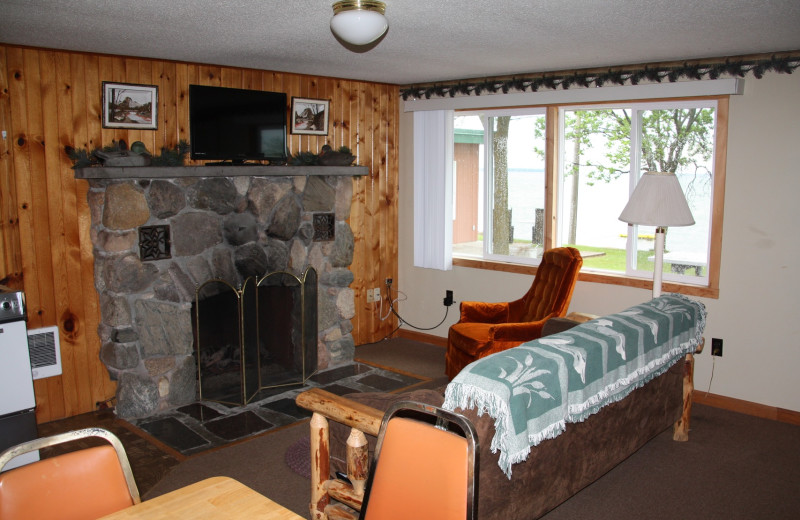 Cabin living room at The Lodge on Otter Tail Lake.