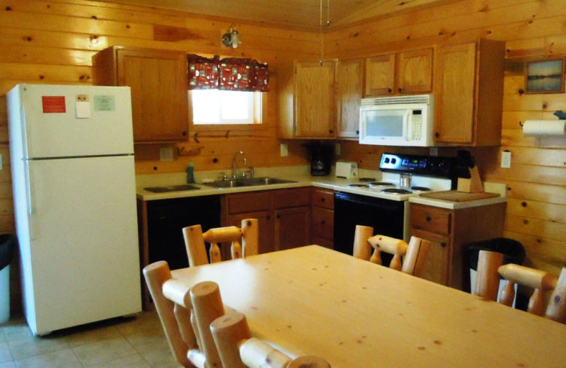 Cabin kitchen at Lakewood Lodge.