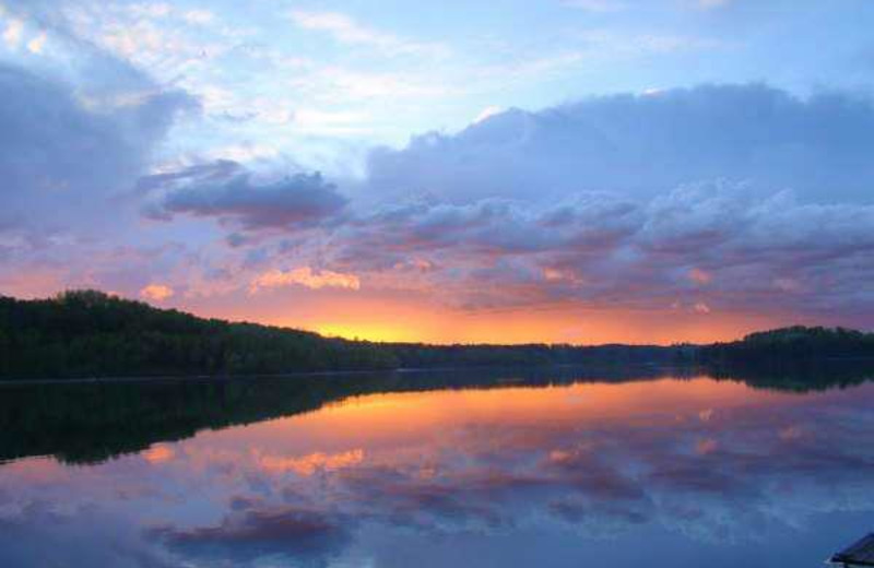 Sunset on Big Axe Lake at Isle O' Dreams Lodge.