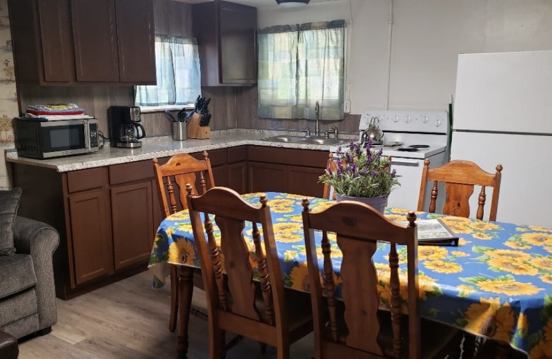 Cabin kitchen at Silver Beach Resort.
