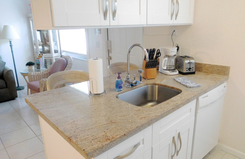 Rental kitchen at Beach Vacation Rentals.