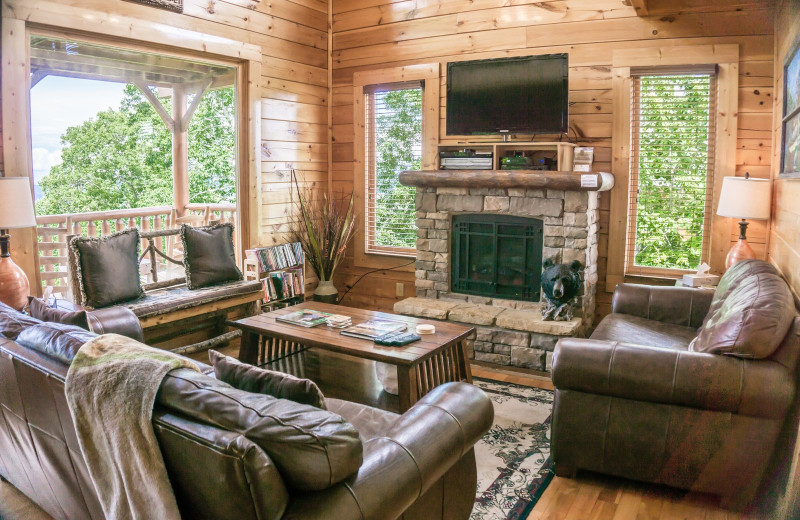 Rental living room at Great Smoky Vacations.