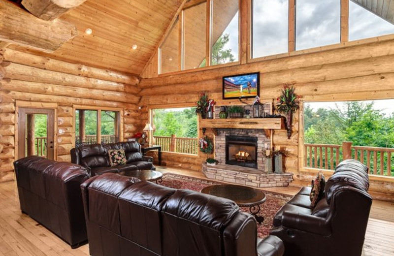 Rental living room at Stony Brook Cabins, LLC.
