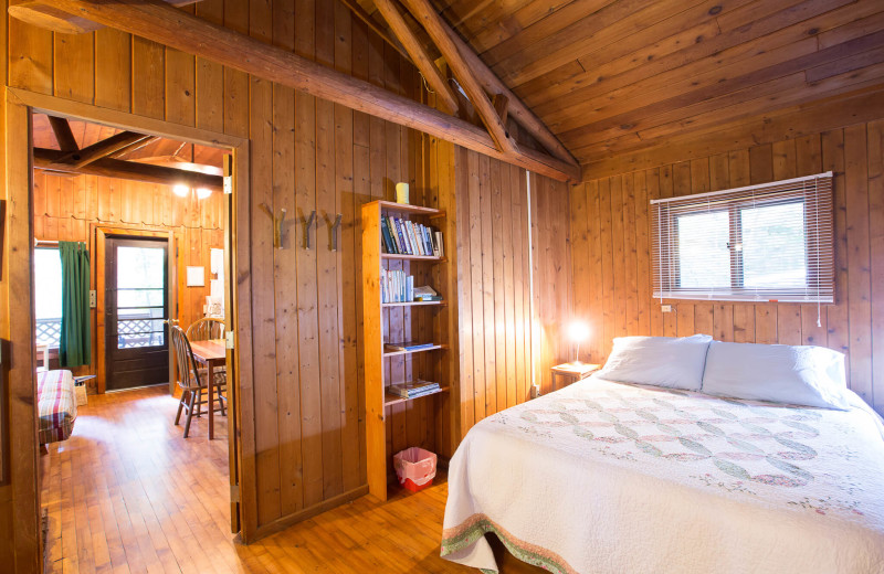 Cabin bedroom at Montfair Resort Farm.