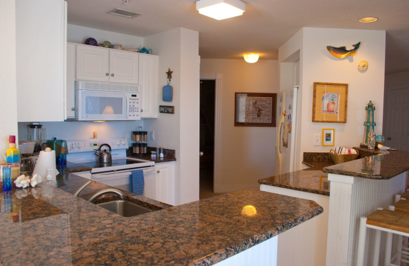 Rental kitchen at Pirate's Cove Realty.