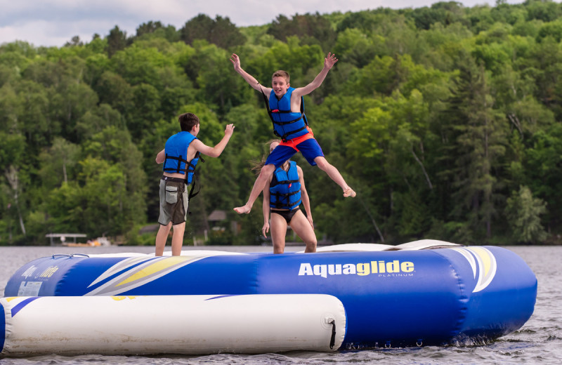 Water trampoline at Deerhurst Resort.