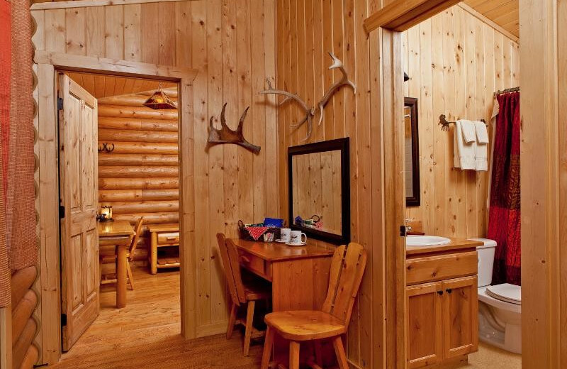 Cabin interior at Goosewing Ranch.