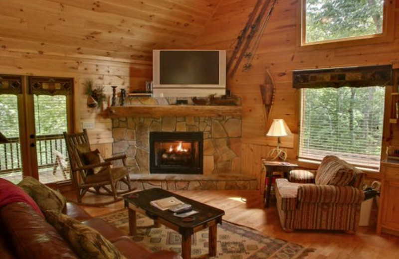 Cabin living room at Georgia Mountain Cabin Rentals.