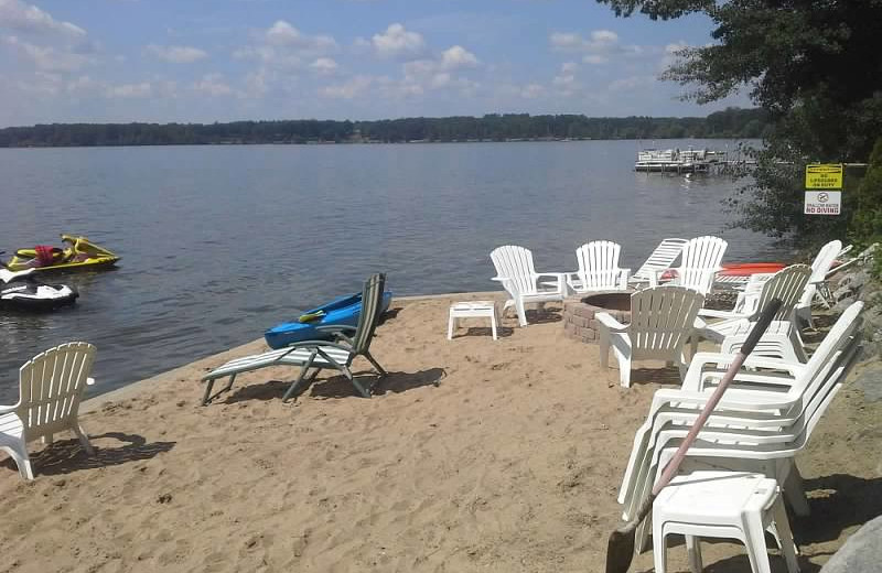 Beach at Lake Cabins Resort.