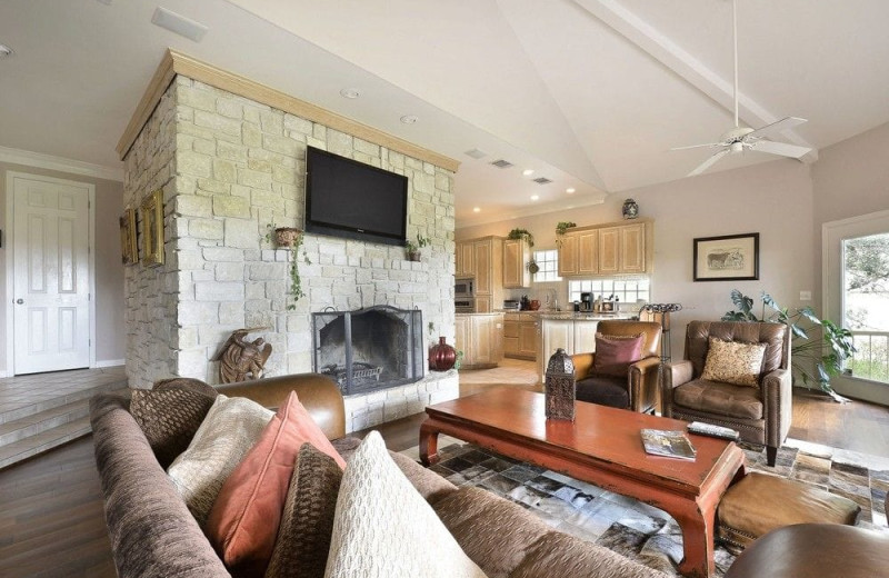 Living room at Serene Hill Country Home.