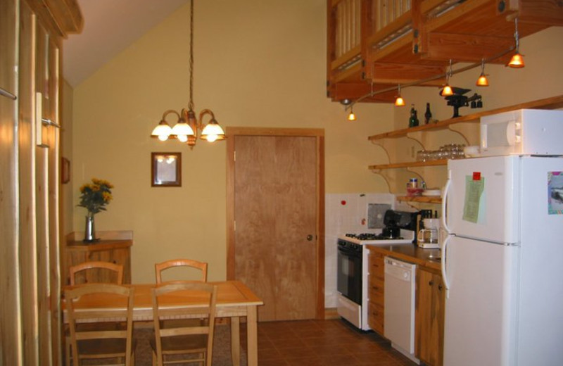 Cabin kitchen at Timberline Meadows Lodges.