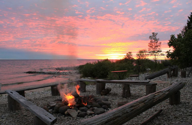 Campfire by the Lake at Gibson's West Harbor Resort