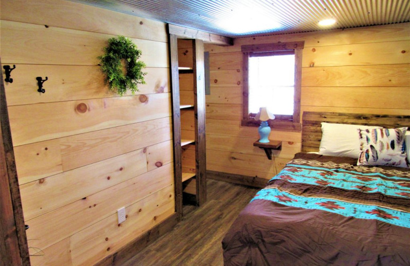 Tiny house bedroom at Lynnhurst Family Resort.
