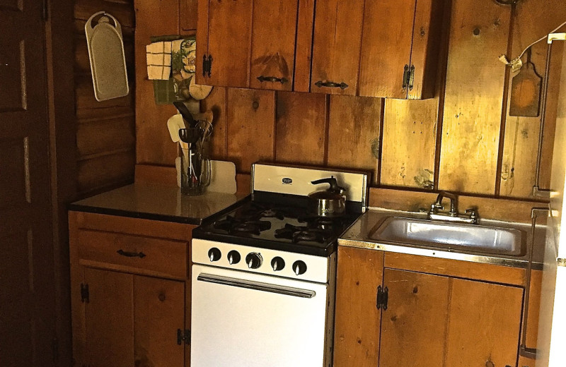 Cabin kitchen at Wilsons on Moosehead Lake.