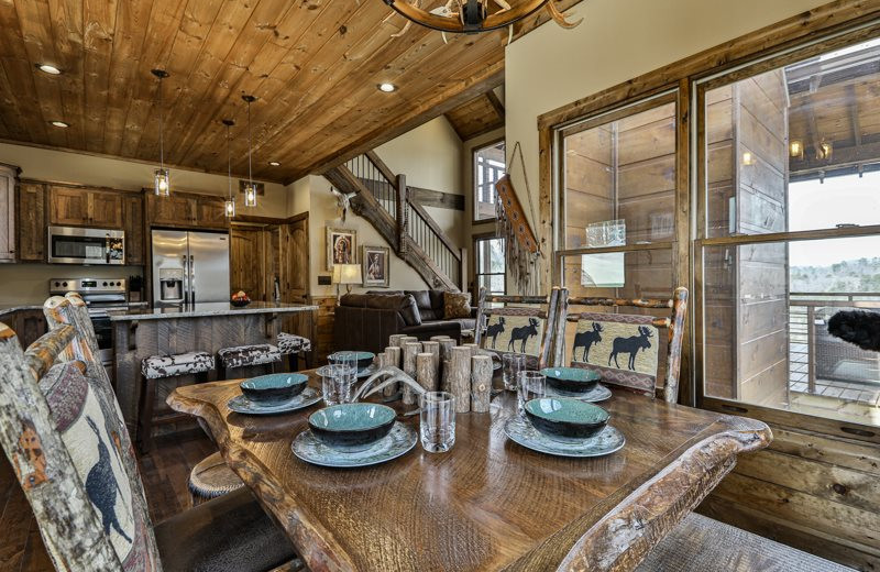 Rental kitchen at Mountain Oasis Cabin Rentals.