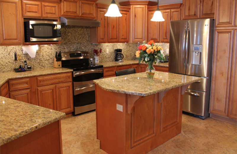 Rental kitchen at Treehouse on the Lake.