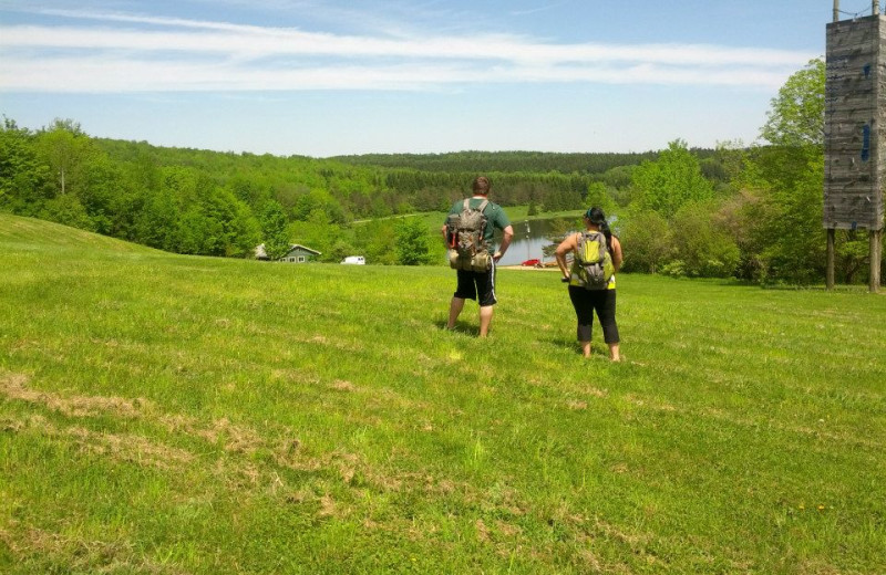 Hiking at The Woods At Bear Creek Glamping Resort.