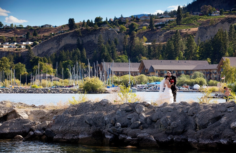 Wedding couple at Summerland Waterfront Resort.