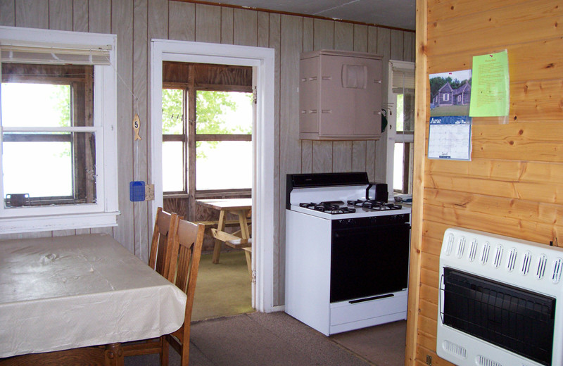 Cabin interior at Maple Island Resort.