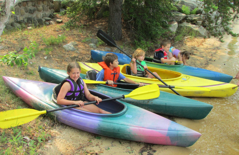 Kayaks at Elbow Lake Lodge.