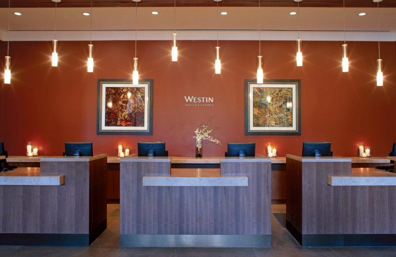 Front desk at The Westin Riverfront Resort & Spa.