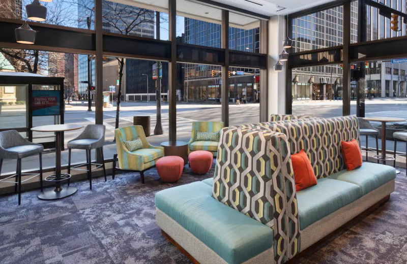 Lobby at Hampton Inn Cleveland-Downtown.