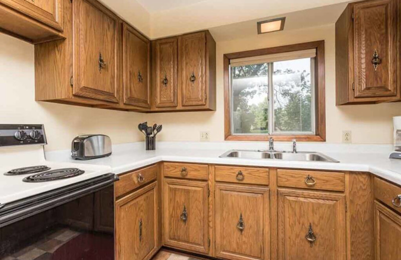 Cabin kitchen at Barrett Lake Resort.