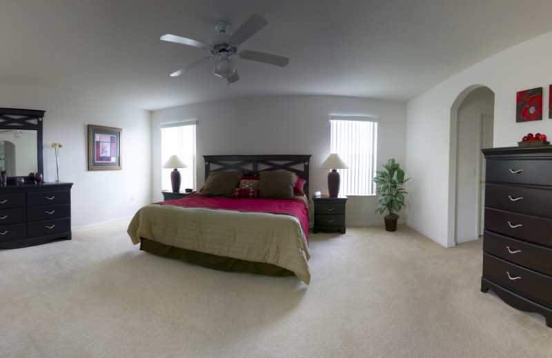 Vacation rental bedroom at Orlando Sunshine Villas.