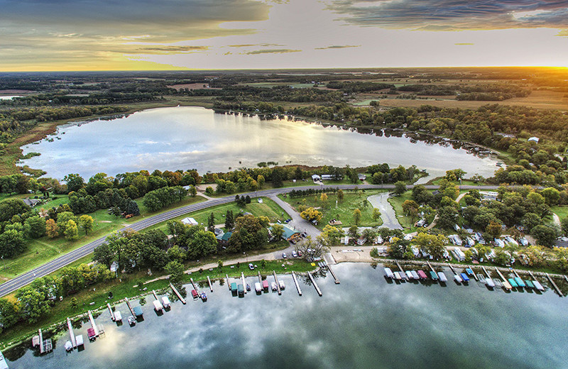 Aerial view of Head of the Lakes Resort.