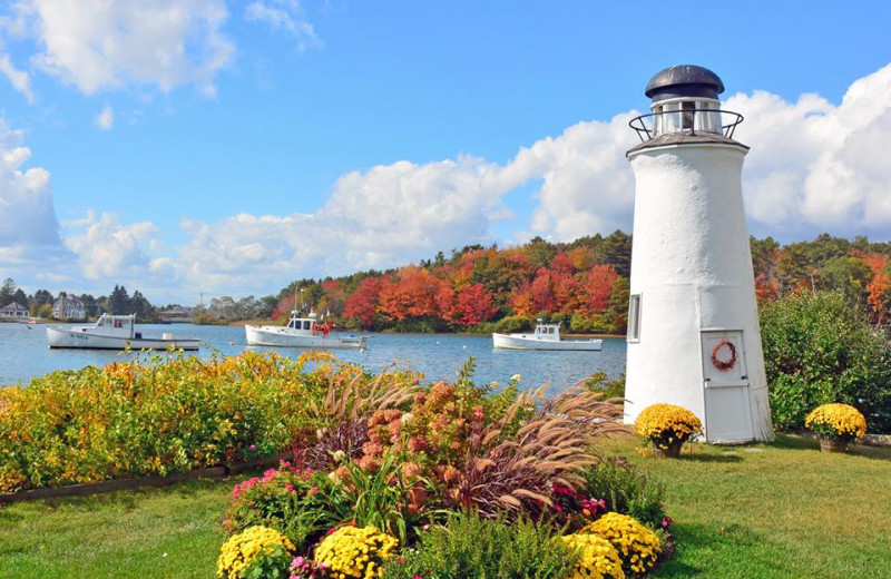 Lighthouse and garden at The Nonantum Resort.