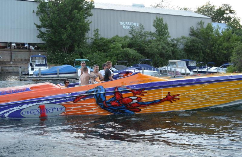 Boating at Channel Waterfront Cottages.