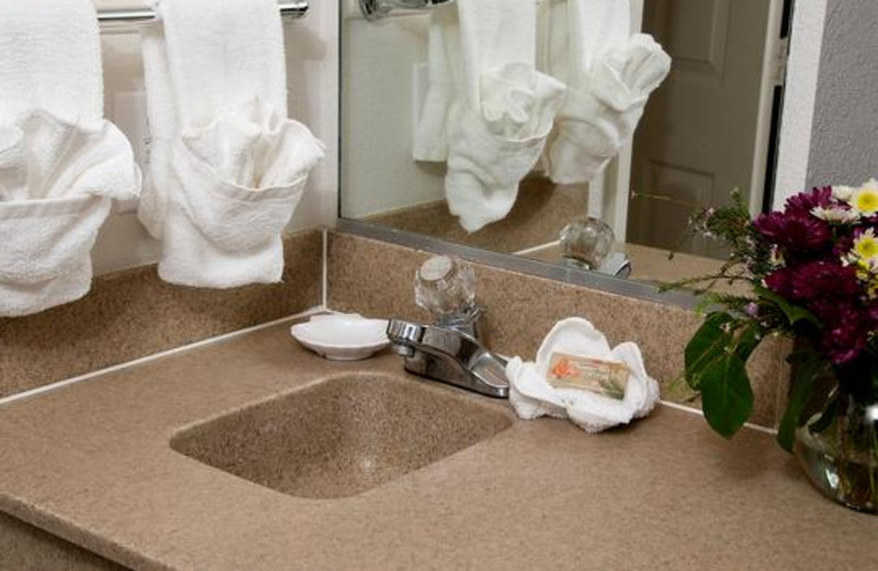 Guest bathroom at Ocean Isle Inn. 