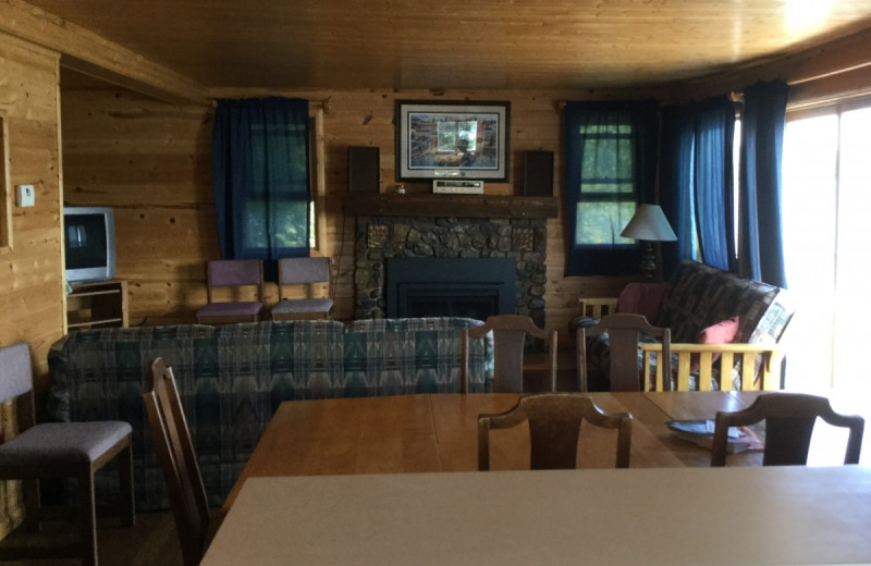 Cabin interior at Pine Ridge Resort.