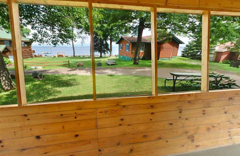 Cabin porch at Anderson's Northland Lodge.