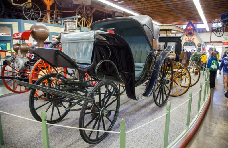 Carriages in a museum at Harbour View Inn.