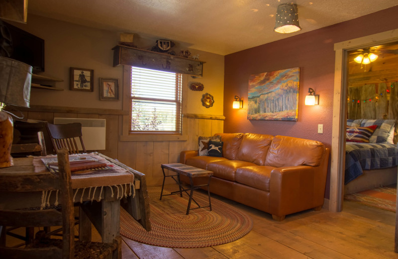 Guest living room at Cottonwood Meadow Lodge.