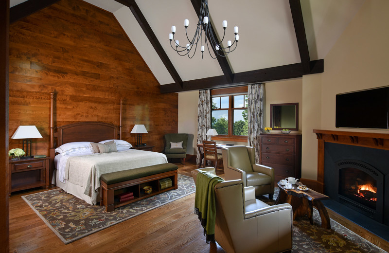 Guest bedroom at Mohonk Mountain House.