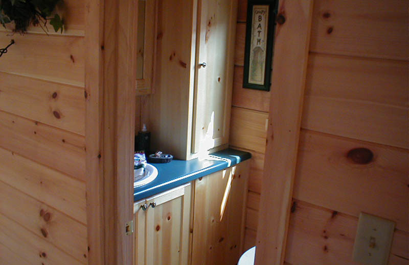 Cabin bathroom at Big Bear Log Cabins.