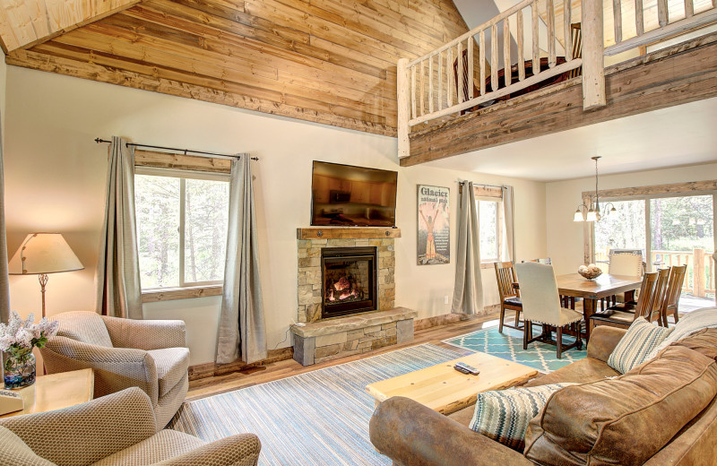 Cabin living room at North Forty Resort.