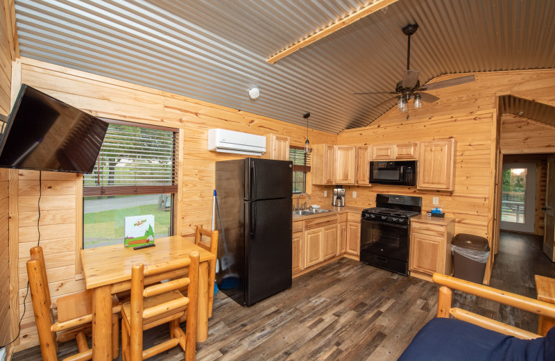 Cabin kitchen at Yogi Bear's Jellystone Park™ Guadalupe River.