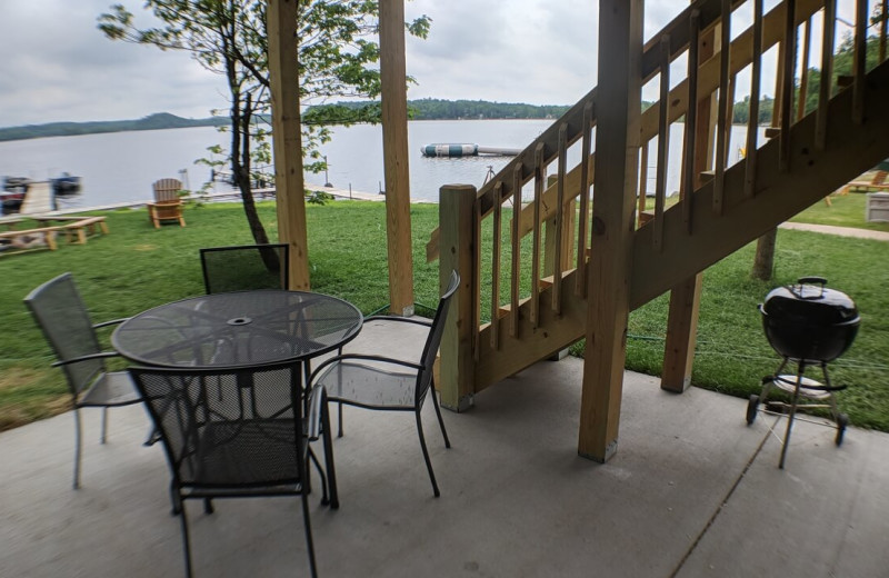 Cabin patio at Campfire Bay Resort.