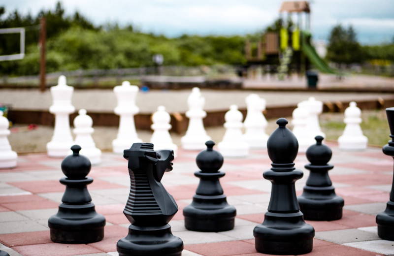 Giant chess at Oyhut Bay Seaside Village.