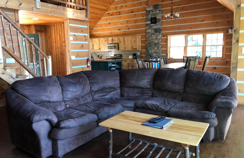 Cabin living room at Riverbay Adventure Inn.