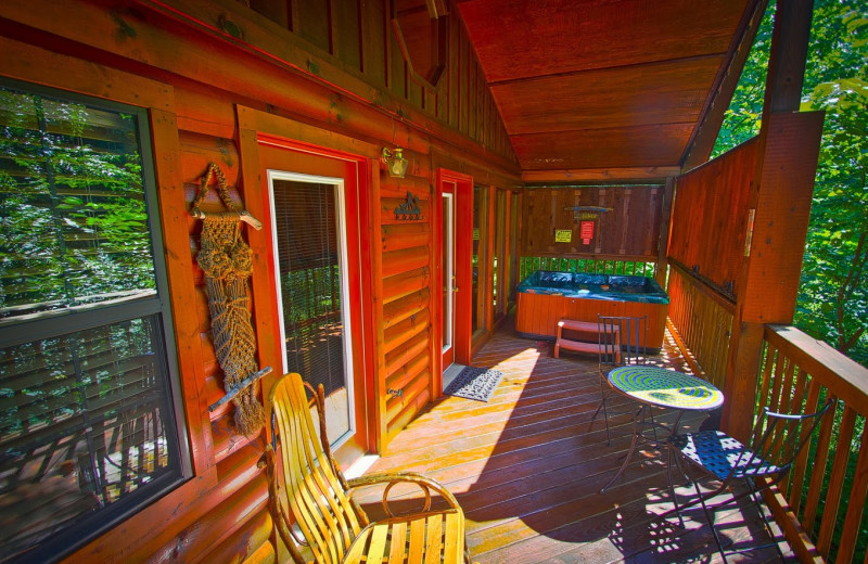 Cabin balcony at Aunt Bug's Cabin Rentals, LLC.