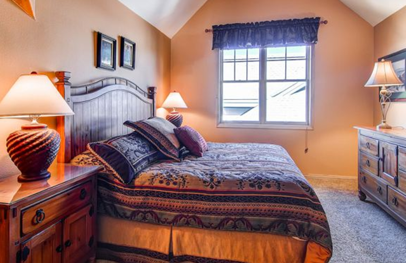 Vacation rental bedroom at Breckenridge Central Lodging.