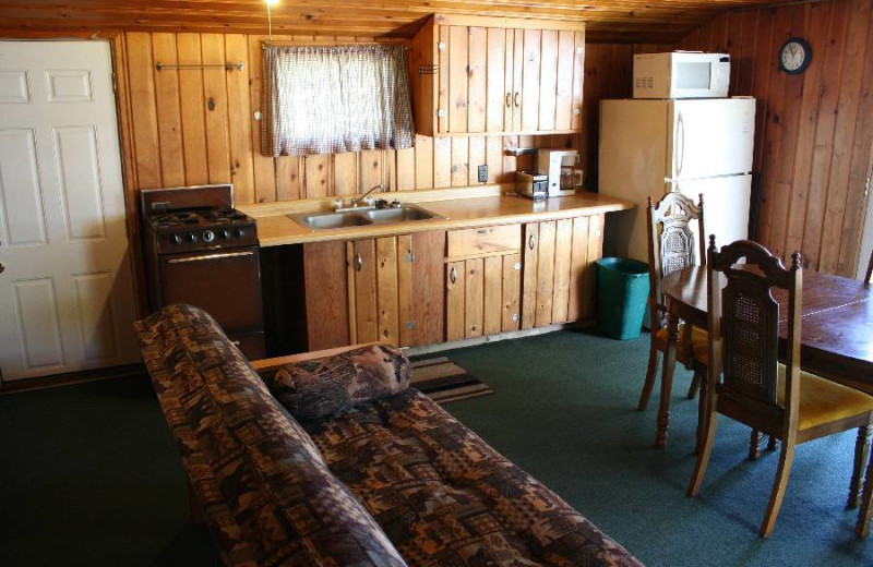 Cabin interior at Bladow Beach Resort & Campground.
