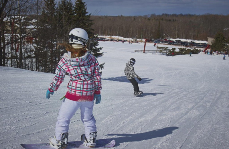 Snowboarding at Big Powderhorn Mountain Resort.