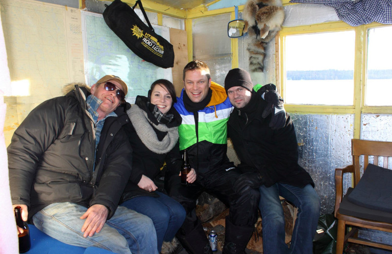 Ice fishing at Dunlop Lake Lodge.